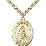 St. Rita of Cascia Medal, Gold Filled, Large - 24&quot; 2.4mm Gold Plated Chain + Clasp
