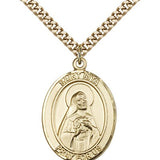 St. Rita of Cascia Medal, Gold Filled, Large - 24&quot; 2.4mm Gold Plated Chain + Clasp
