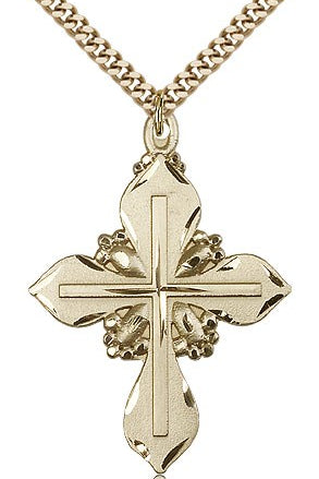 Cross Pendant, Gold Filled - 24&quot; 2.4mm Gold Plated Endless Chain