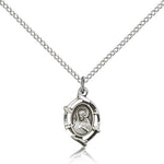 Scapular Medal, Sterling Silver - 18&quot; 1.2mm Sterling Silver Chain + Clasp