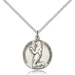 St. Bernadette Medal, Sterling Silver - 18&quot; 1.2mm Sterling Silver Chain + Clasp