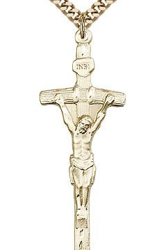Crucifix Pendant, Gold Filled - 24&quot; 2.4mm Gold Plated Endless Chain