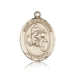 St. Christopher Motorcycle Medal, 14 Karat Gold, Large - 14 KT Yellow Gold