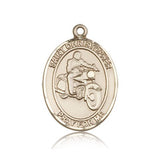 St. Christopher Motorcycle Medal, 14 Karat Gold, Large - 14 KT Yellow Gold