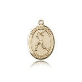 St. Sebastian Softball Medal, 14 Karat Gold, Medium - 14 KT Yellow Gold