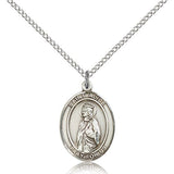 St. Alice Medal, Sterling Silver, Medium - 18&quot; 1.2mm Sterling Silver Chain + Clasp