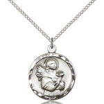 St. Lucy Medal, Sterling Silver - 18&quot; 1.2mm Sterling Silver Chain + Clasp