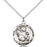 St. Lucy Medal, Sterling Silver - 18&quot; 1.2mm Sterling Silver Chain + Clasp