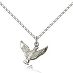 Holy Spirit Medal, Sterling Silver - 18&quot; 1.2mm Sterling Silver Chain + Clasp