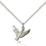 Holy Spirit Medal, Sterling Silver - 18&quot; 1.2mm Sterling Silver Chain + Clasp