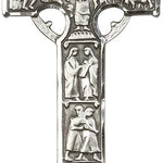 Celtic Cross Pendant, Sterling Silver - 24&quot; 2.4mm Rhodium Plate Endless Chain