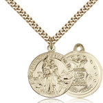 St. Joan of Arc Air Force Medal, Gold Filled - 24&quot; 2.4mm Gold Plated Endless Chain