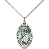 St. Christopher Medal, Sterling Silver - 18&quot; 1.2mm Sterling Silver Chain + Clasp