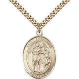 St. Sebastian Medal, Gold Filled, Large - 24&quot; 2.4mm Gold Plated Chain + Clasp