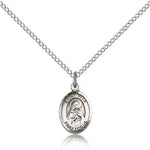 St. Rita Baseball Medal, Sterling Silver medium - 18&quot; 1.2mm Sterling Silver Chain + Clasp