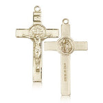 Women's 14 Karat Gold St. Benedict Crucifix Pendant - 14 KT Yellow Gold