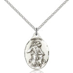 Guardian Angel Medal, Sterling Silver - 18&quot; 1.2mm Sterling Silver Chain + Clasp