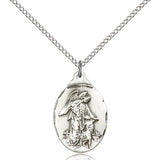 Guardian Angel Medal, Sterling Silver - 18&quot; 1.2mm Sterling Silver Chain + Clasp