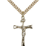 Maltese Crucifix Pendant, Gold Filled - 24&quot; 2.4mm Gold Plated Endless Chain