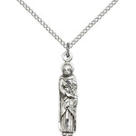 St. Joseph Medal, Sterling Silver - 18&quot; 1.2mm Sterling Silver Chain + Clasp