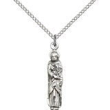 St. Joseph Medal, Sterling Silver - 18&quot; 1.2mm Sterling Silver Chain + Clasp