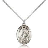 St. Lucia of Syracuse Medal, Sterling Silver, Medium - 18&quot; 1.2mm Sterling Silver Chain + Clasp