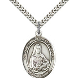 Our Lady of the Railroad Medal, Sterling Silver, Large - 24&quot; 2.4mm Rhodium Plate Chain + Clasp
