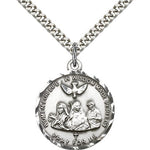 3-Doctors Medal, Sterling Silver - 24&quot; 2.4mm Rhodium Plate Endless Chain