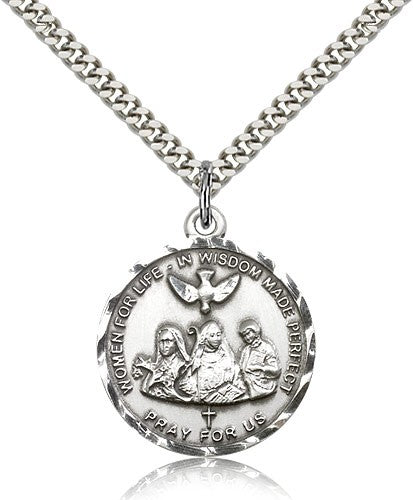 3-Doctors Medal, Sterling Silver - 24&quot; 2.4mm Rhodium Plate Endless Chain