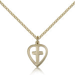 Heart Cross Pendant, Gold Filled - Gold-tone