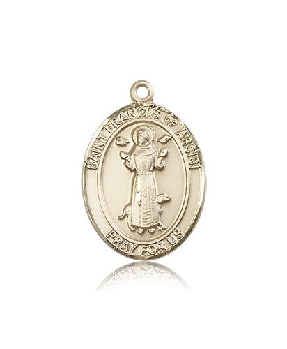 St. Francis of Assisi Medal, 14 Karat Gold, Large - 14 KT Yellow Gold