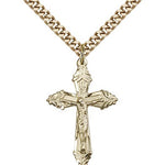 Crucifix Pendant, Gold Filled - 24&quot; 2.4mm Gold Plated Endless Chain