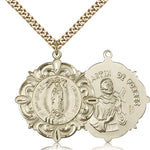 Our Lady of Guadalupe Medal, Gold Filled - 24&quot; 2.4mm Gold Plated Endless Chain