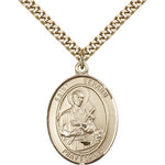 St. Gerard Majella Medal, Gold Filled, Large - 24&quot; 2.4mm Gold Plated Chain + Clasp