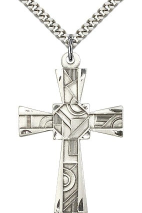 Mosaic Cross Pendant, Sterling Silver