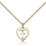 Heart Cross Pendant, Two-Tone - Two-Tone