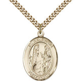St. Genevieve Medal, Gold Filled, Large - 24&quot; 2.4mm Gold Plated Chain + Clasp