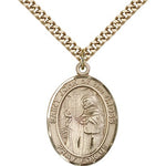 St. John of the Cross Medal, Gold Filled, Large - 24&quot; 2.4mm Gold Plated Chain + Clasp