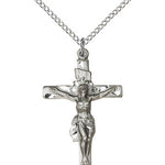 Crucifix Pendant, Sterling Silver - 18&quot; 1.2mm Sterling Silver Chain + Clasp