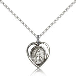 Miraculous Medal, Sterling Silver - 18&quot; 1.2mm Sterling Silver Chain + Clasp
