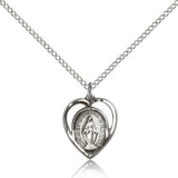 Miraculous Medal, Sterling Silver - 18&quot; 1.2mm Sterling Silver Chain + Clasp