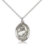 St Christopher Gymnastics Medal, Sterling Silver, Medium - 18&quot; 1.2mm Sterling Silver Chain + Clasp