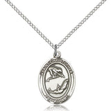 St Christopher Gymnastics Medal, Sterling Silver, Medium - 18&quot; 1.2mm Sterling Silver Chain + Clasp