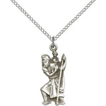 St. Christopher Medal, Sterling Silver - 18&quot; 1.2mm Sterling Silver Chain + Clasp