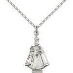 Infant Figure Medal, Sterling Silver - 18&quot; 1.2mm Sterling Silver Chain + Clasp