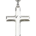 Cross Pendant, Sterling Silver - 24&quot; 2.4mm Rhodium Plate Endless Chain