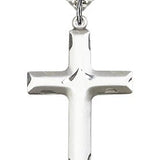 Cross Pendant, Sterling Silver - 24&quot; 2.4mm Rhodium Plate Endless Chain