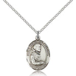 St. Pio of Pietrelcina Medal, Sterling Silver, Medium - 18&quot; 1.2mm Sterling Silver Chain + Clasp