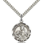 St. Camillus of Lellis Medal, Sterling Silver - 24&quot; 2.4mm Rhodium Plate Endless Chain