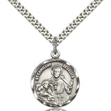 St. Camillus of Lellis Medal, Sterling Silver - 24&quot; 2.4mm Rhodium Plate Endless Chain